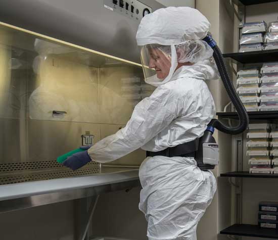 women lab hazard suit