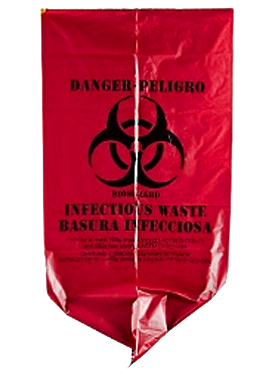 red biohazard bag