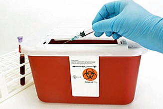 biohazard sharps container