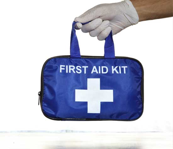 man holding first aid bag