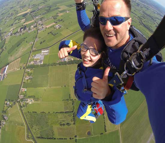 two people skydiving