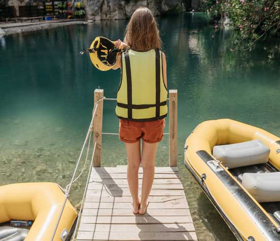 student ready to go kayaking